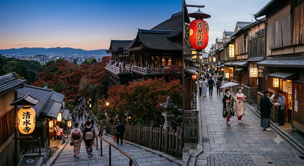 京都清水寺與祇園花見小路：體驗古都風情、穿梭傳統町家的首選之地。